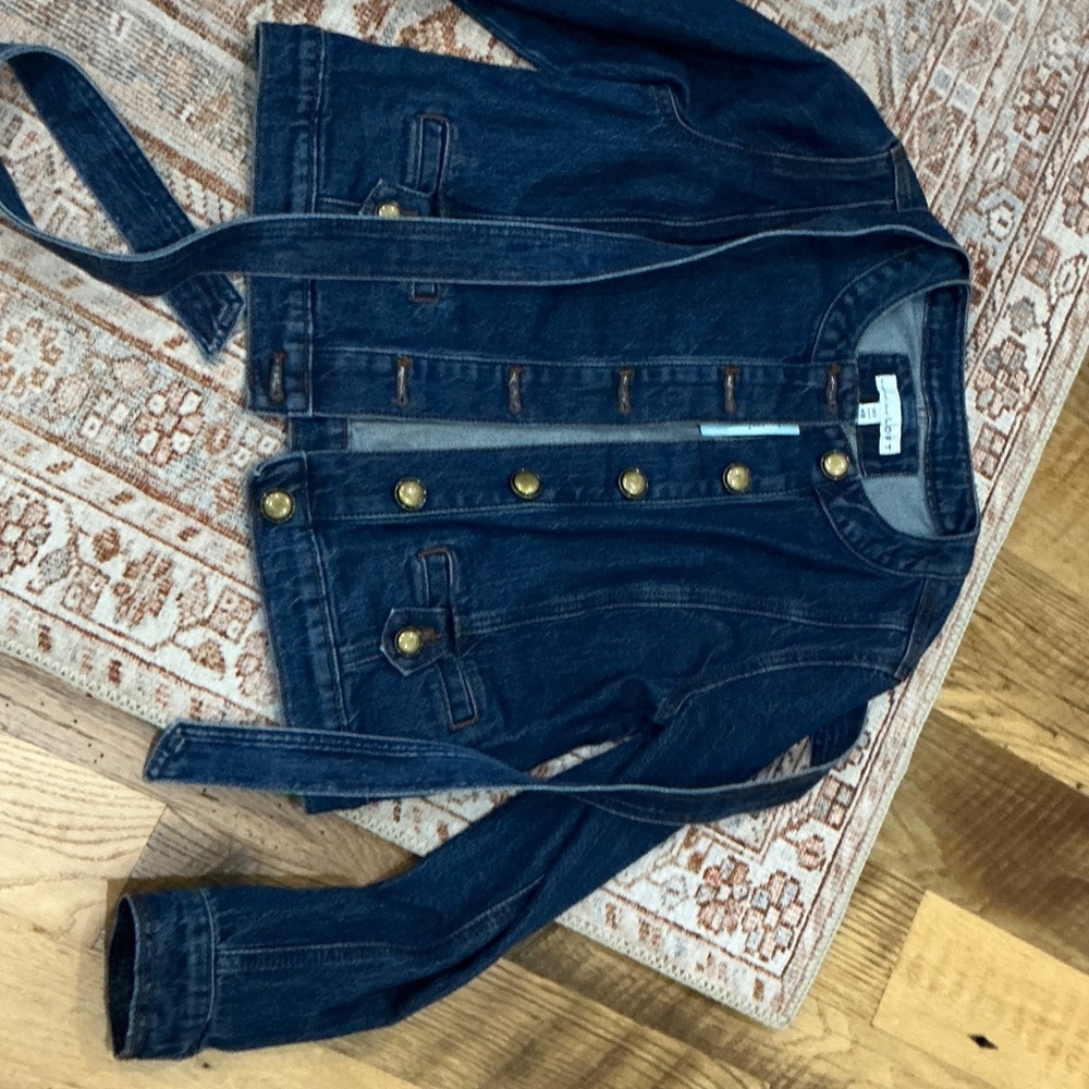 LOFT Blue Denim Jacket with Gold Accents